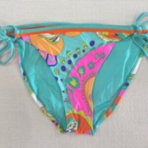 Trina Turk Multi-Color Floral String Side Tie Bikini Bottom, Size 8